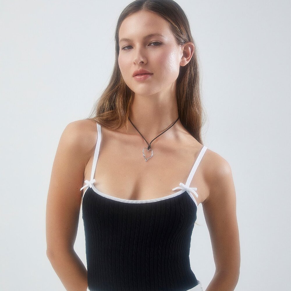 Contrasting trim and bows bodysuit, Simons, Twik, size M, black and white
